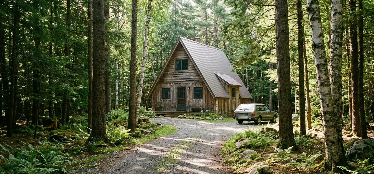 Wooded chalet on a one-acre lot in Ausable Acres in Jay, New York