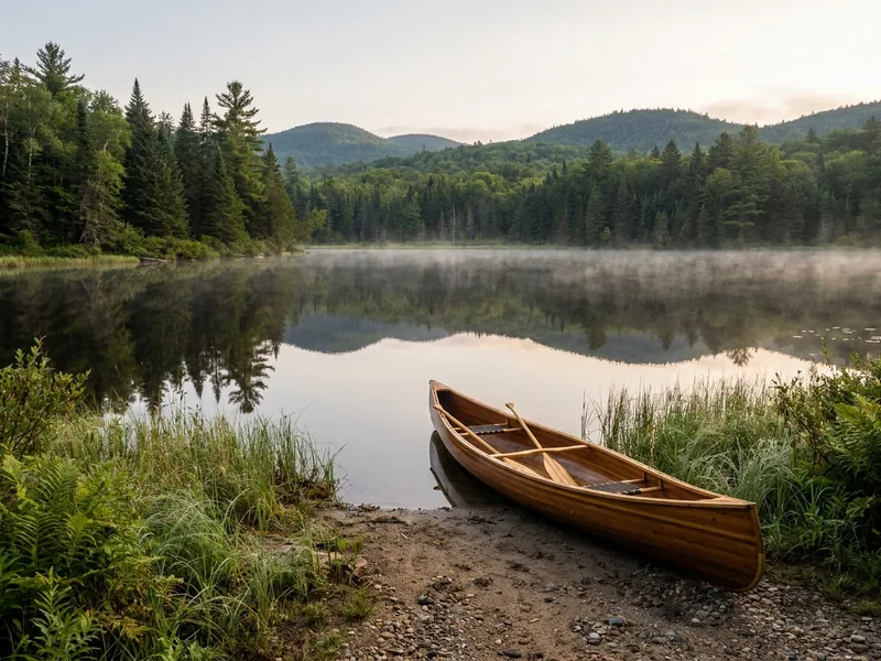 Buck Pond shoreline in Onchiota, New York