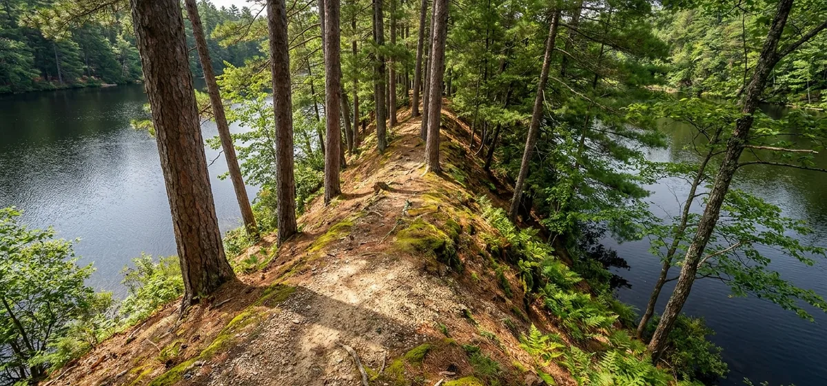 Boulder ridge separating Rainbow Lake from Clear Pond in the Adirondacks, New York