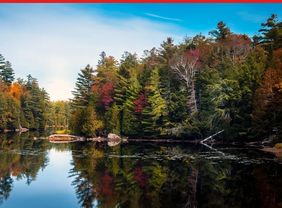 Quiet Adirondack pond near Bloomingdale outside Saranac Lake, New York