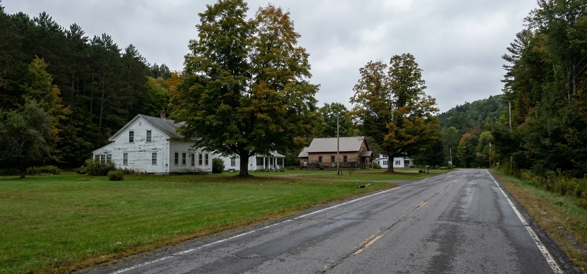 State Route 3 running through the hamlet of Vermontville, New York
