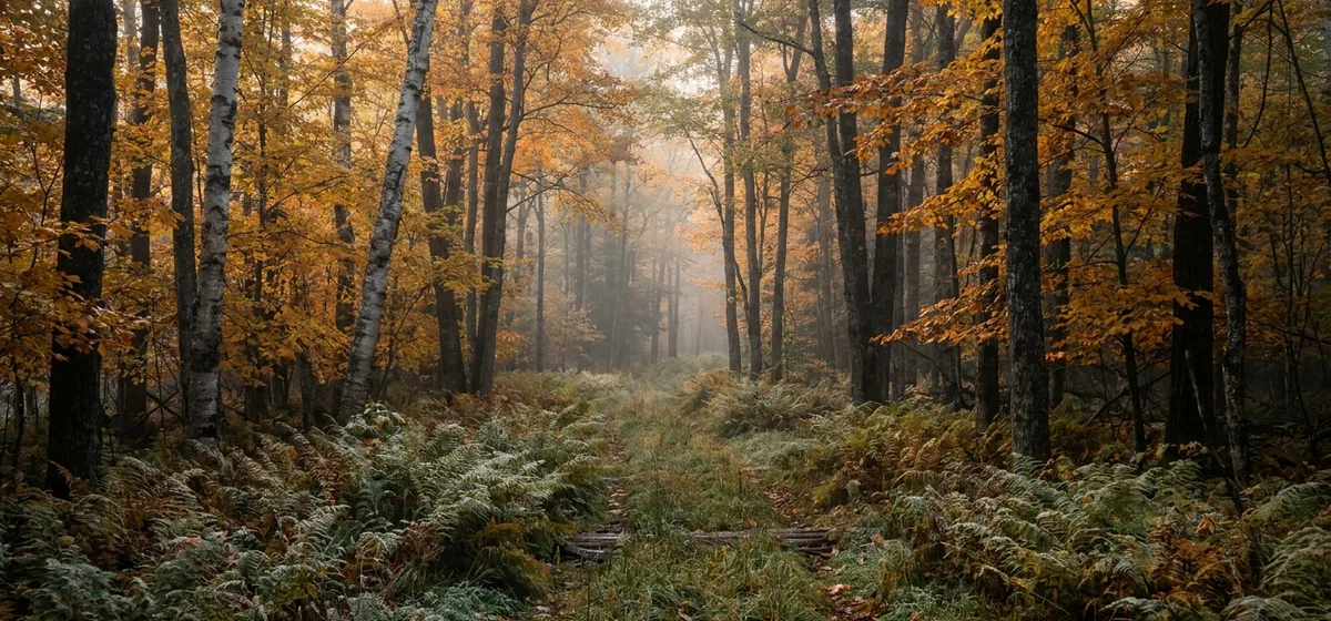 Wooded acreage in autumn color in the Town of Franklin near Vermontville, New York