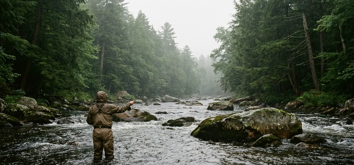 Fly fishing on the West Branch of the Ausable River in Wilmington, New York